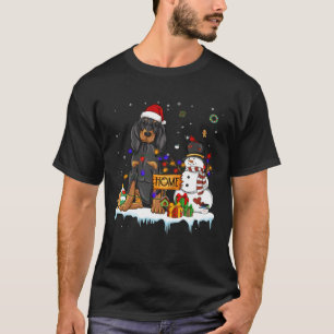 Camiseta Cão Black And Tan Coonhound Com Chapéu De Natal Ch