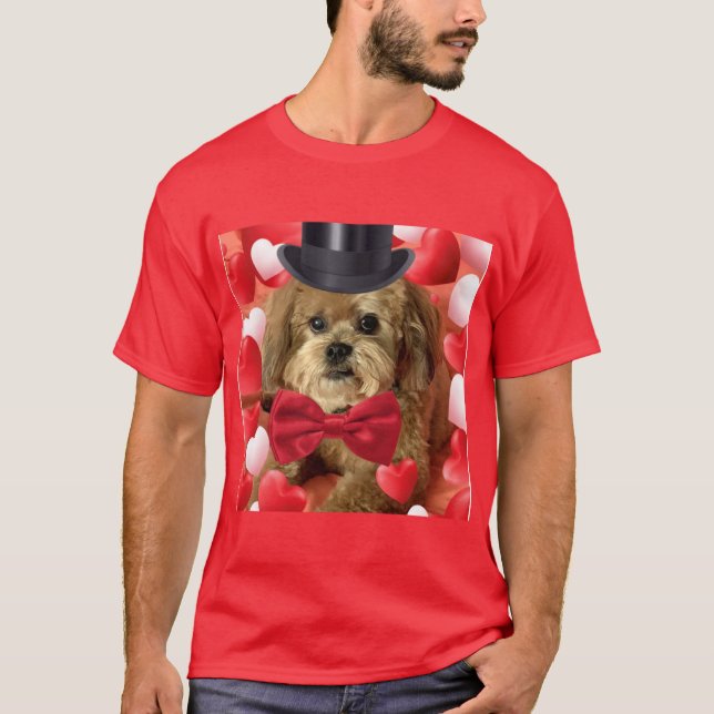 Camiseta Cão Bonito com Corações (Frente)