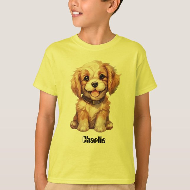Camiseta Cão bonito com nome editável (Frente)