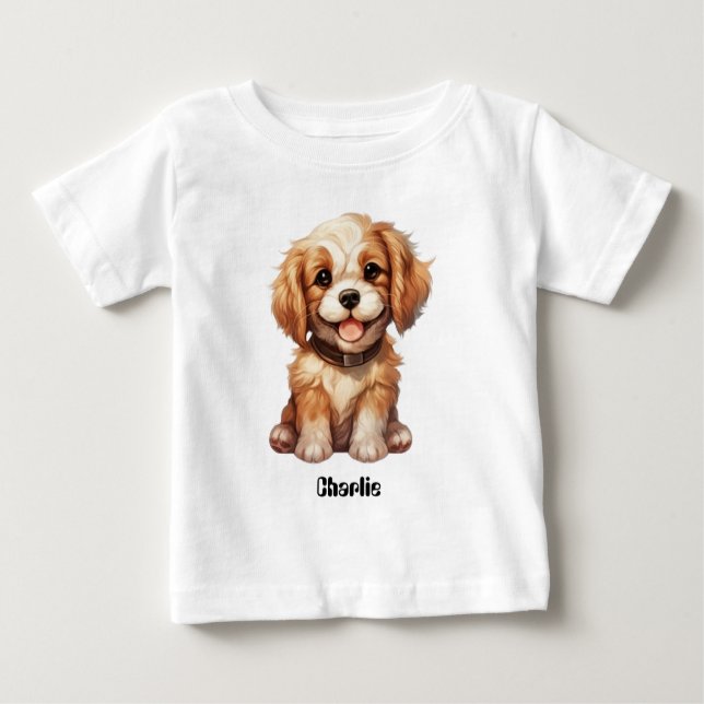 Camiseta Cão bonito com nome editável (Frente)