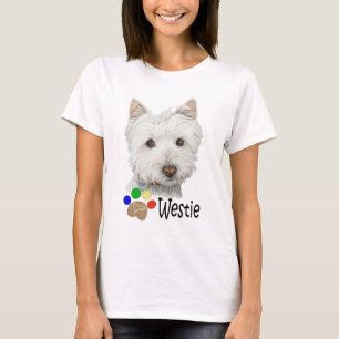 Camiseta Cão bonito de Westie e presentes da arte das pata