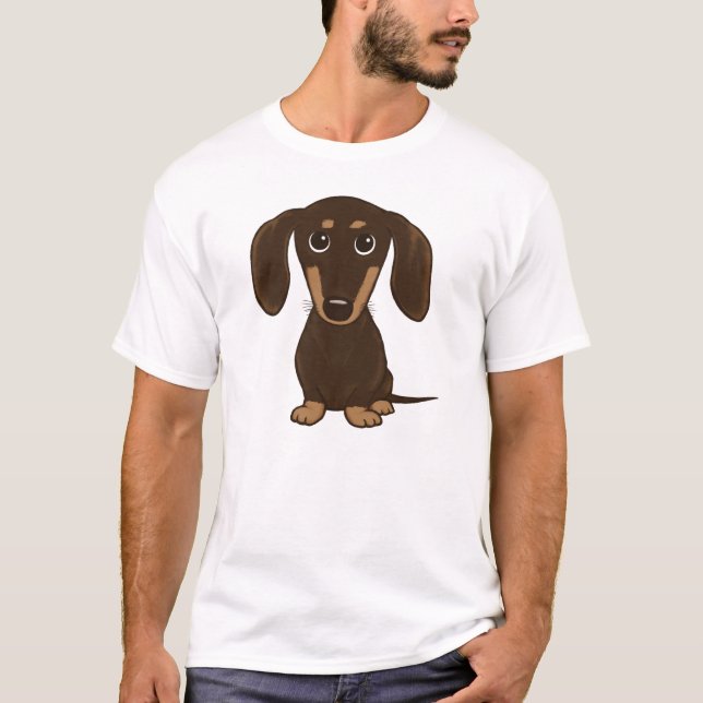 Camiseta Cão bonito do Wiener dos desenhos animados do (Frente)