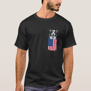 Camiseta Cão Border Collie Bandeira Americana Patriótica 4 