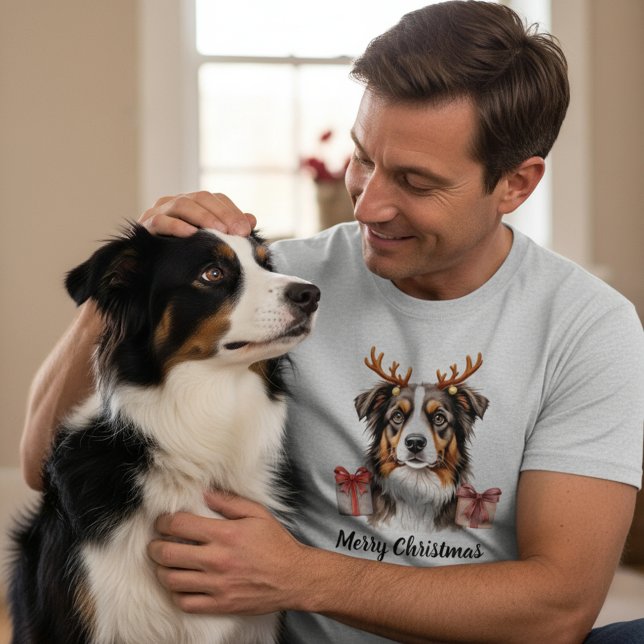 Camiseta Cão Border Collie - Rena de Border (Criador carregado)