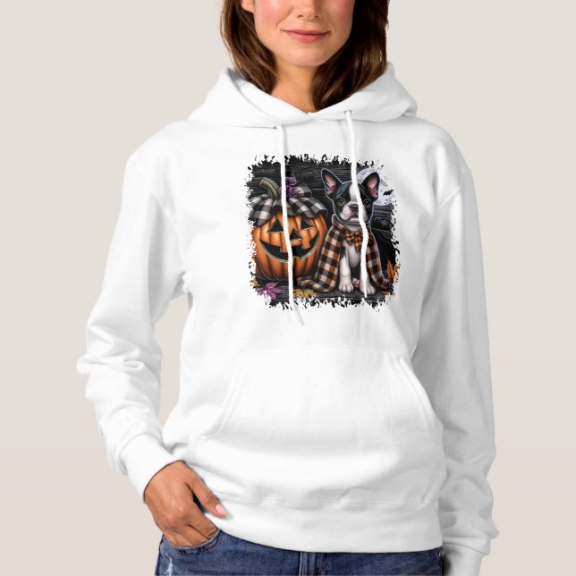 Camiseta Cão Boston Terrier no Halloween (Frente)
