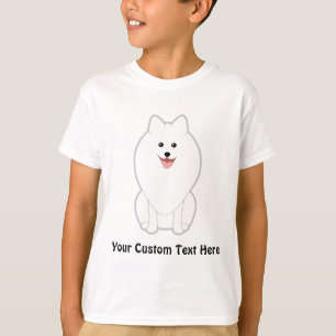 Camiseta Cão branco bonito. Spitz ou Pomeranian.