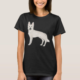 Camiseta Cão branco de cartoon branco branco de pastor GSD