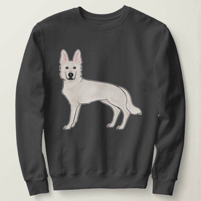 Camiseta Cão branco do German shepherd Shepherd suíço (Frente do Design)