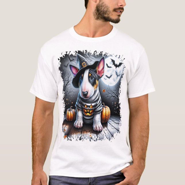 Camiseta Cão Bull Terrier Halloween (Frente)