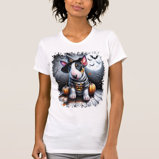 Camiseta Cão Bull Terrier Halloween (Frente)