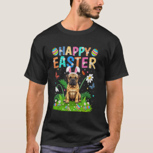 Camiseta Cão Bullmastiff Feliz Caça ao Ovo de Páscoa Orelha