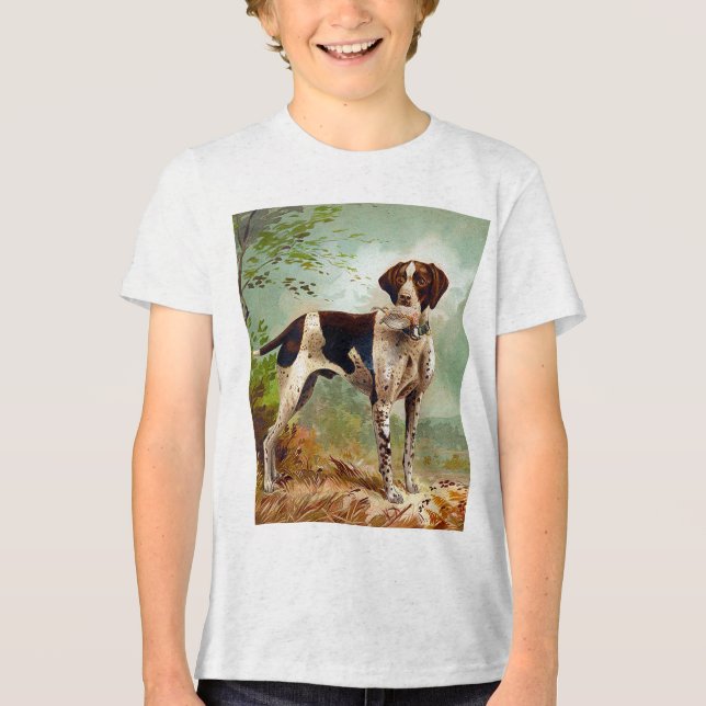 Camiseta Cão caçador com pássaro na boca (Frente)