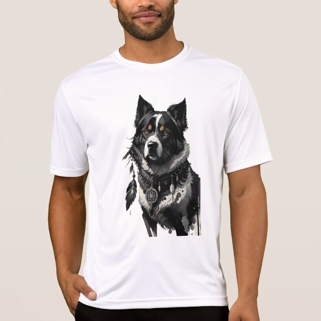 Camiseta cão, caçador de sonhos, amuleto, talismã, (Frente)