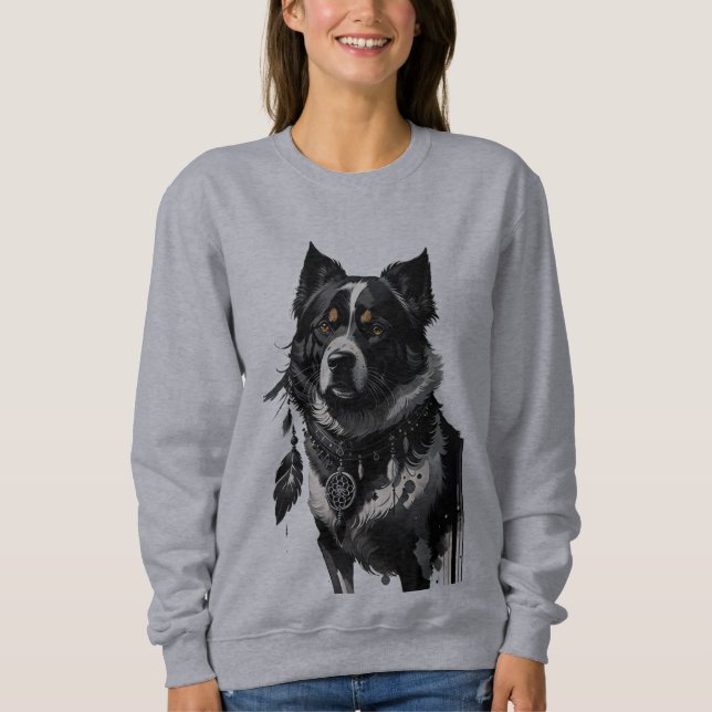 Camiseta cão, caçador de sonhos, amuleto, talismã, (Frente)