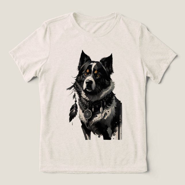 Camiseta cão, caçador de sonhos, amuleto, talismã, (Design frontal)