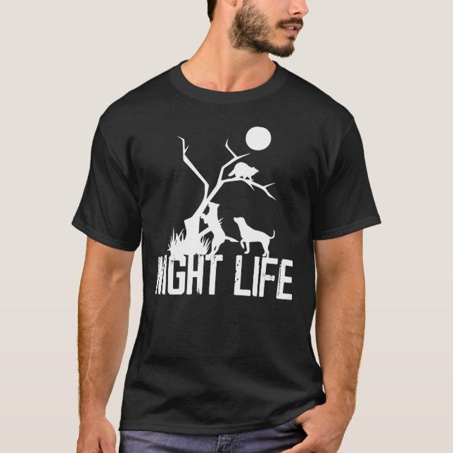 Camiseta Cão Cachorro Caça à Vida Noturna Caça (Frente)