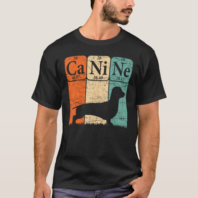 Camiseta Cão Cão Cachorro Elementos Periódicos de Mesa Cão  (Frente)