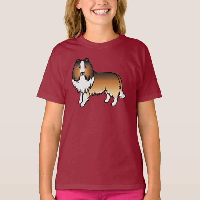 Camiseta Cão Cartoon Sable Shetland Sheepdog Sheltie (Frente)