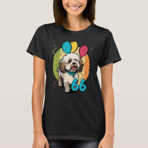 Camiseta Cão Cavachon 66º aniversário Festa de 66 anos Ol