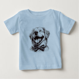 Camiseta cão com arco de gravata rindo