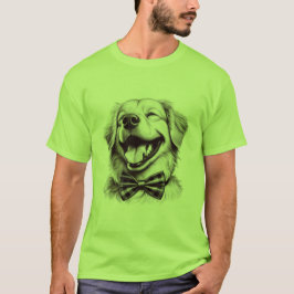 Camiseta cão com arco de gravata rindo