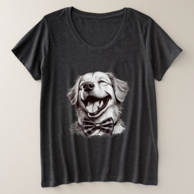 Camiseta cão com arco de gravata rindo (Frente do Design)