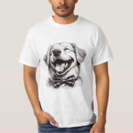 Camiseta cão com arco de gravata rindo