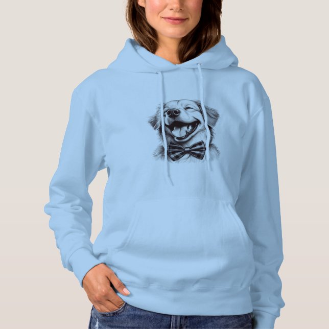 Camiseta cão com arco de gravata rindo (Frente)