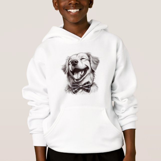 Camiseta cão com arco de gravata rindo (Frente)