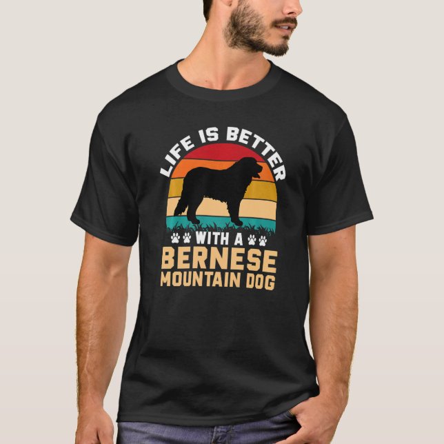 Camiseta Cão com Cão de Montanha Bernês 2 (Frente)