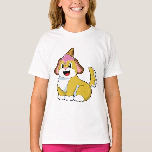 Camiseta Cão com sorvete de Waffle (Frente)