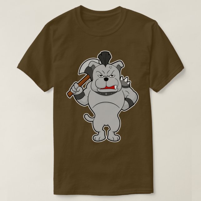 Camiseta Cão como guerreiro com a Ax (Frente do Design)