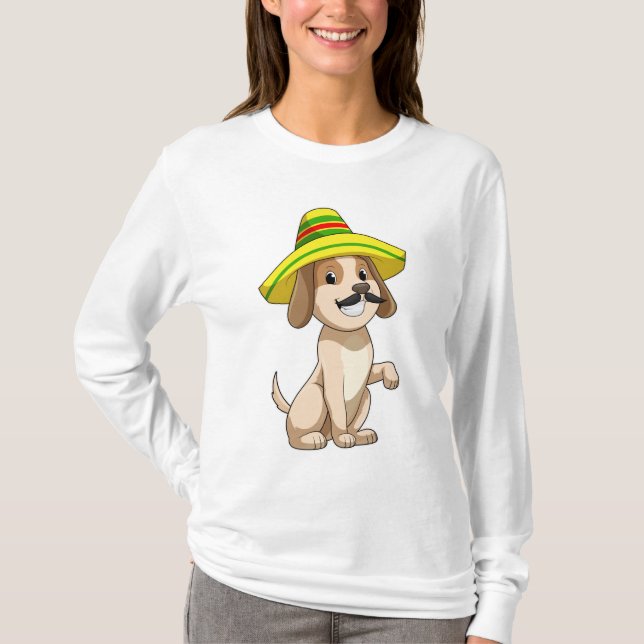 Camiseta Cão como mexicano com chapéu de palha (Frente)