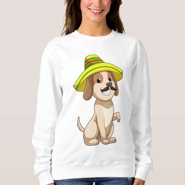 Camiseta Cão como mexicano com chapéu de palha (Frente)