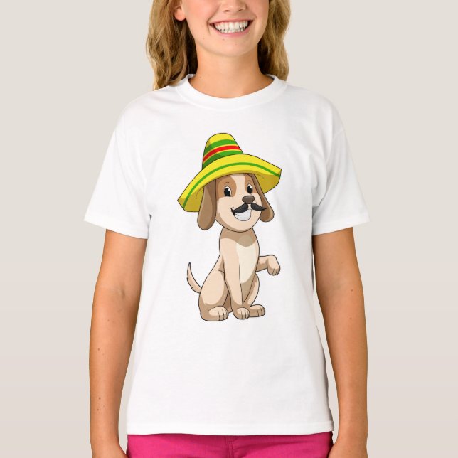 Camiseta Cão como mexicano com chapéu de palha (Frente)
