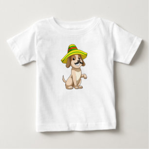 Camiseta Cão como mexicano com chapéu de palha