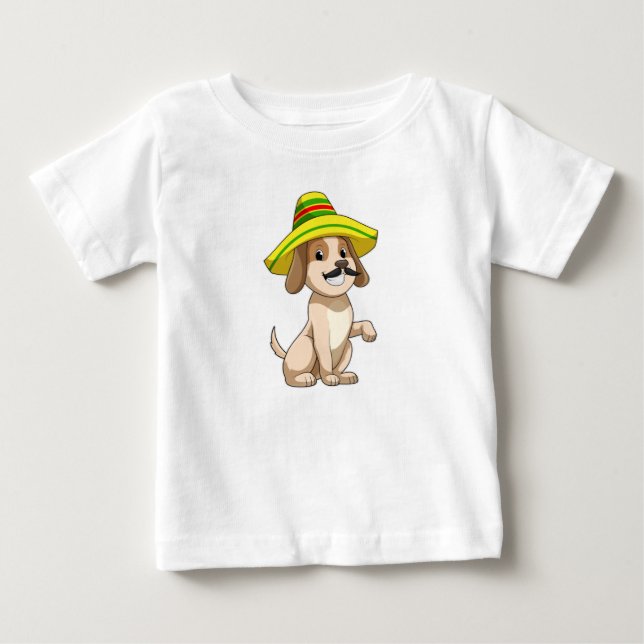 Camiseta Cão como mexicano com chapéu de palha (Frente)
