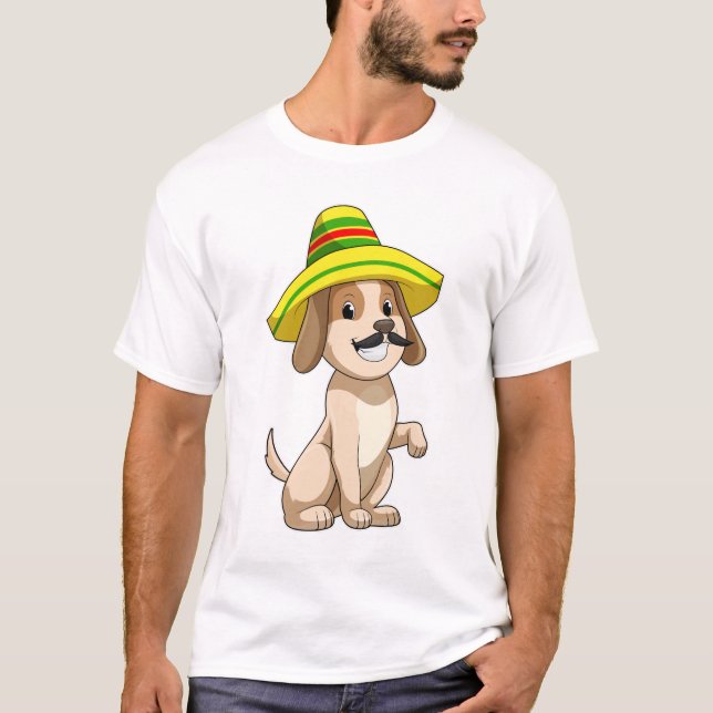Camiseta Cão como mexicano com chapéu de palha (Frente)