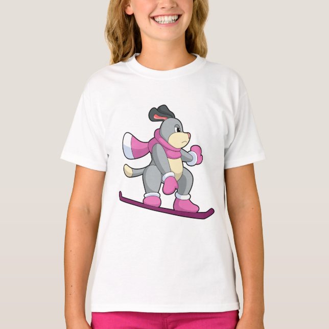 Camiseta Cão como Snowboarder com Sonowboard (Frente)