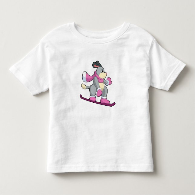 Camiseta Cão como Snowboarder com Sonowboard (Frente)