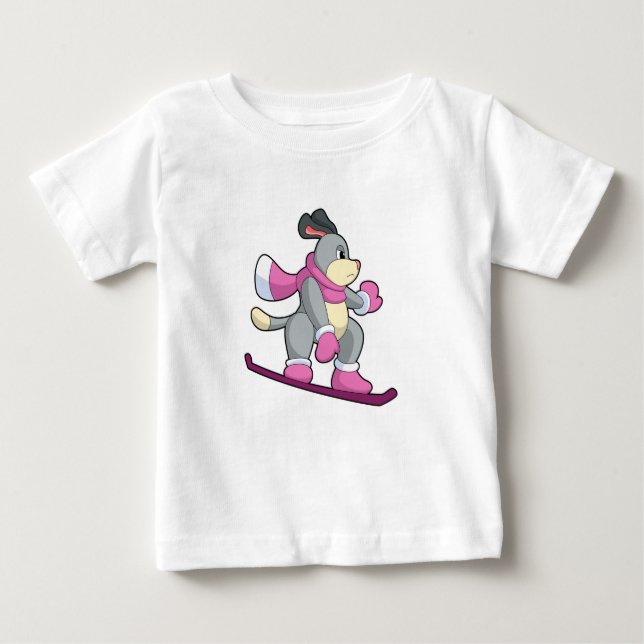 Camiseta Cão como Snowboarder com Sonowboard (Frente)