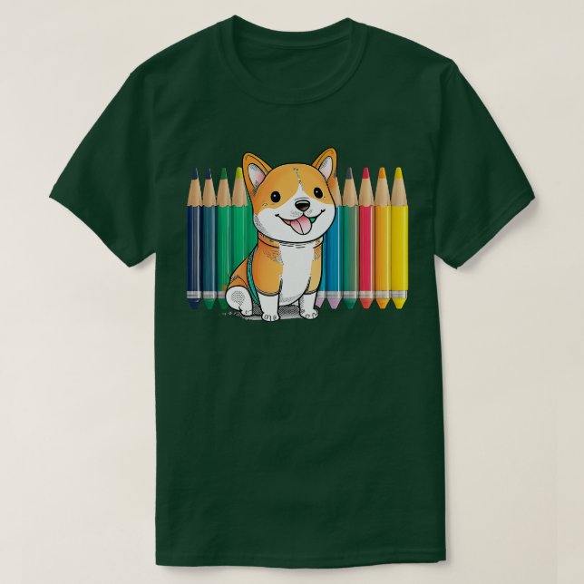 Camiseta Cão Crayon Cólon Colorido (Frente do Design)