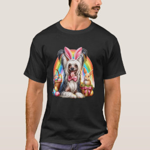 Camiseta Cão Crestudo Chinês Feliz Páscoa Cão Crestudo Chin