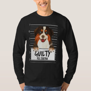 Camiseta Cão Culpado Miniatura do Pastor Americano Mugshot