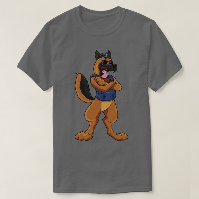 Camiseta Cão da polícia como agente da polícia com colete p (Frente do Design)