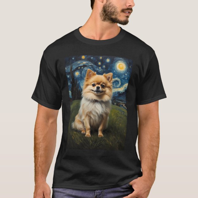 Camiseta Cão da Pomerânia na Noite Estrelada, Edvard Munch (Frente)