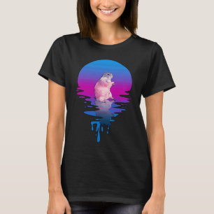 Camiseta Cão da Pradaria do Pôr do Sol Vintage Retro