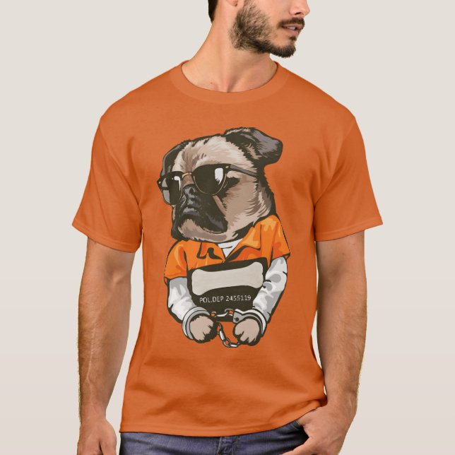 Camiseta cão da prisão imma má amiga do cão (Frente)