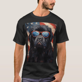 Camiseta Cão da Terra Nova, 4 de julho, bandeira americana