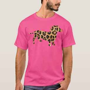 Camiseta Cão-dachshund bonito em impressão-leopardo para mu